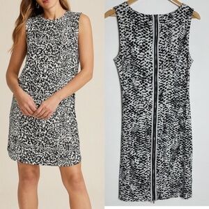 Kenneth Cole Animal Print Dress Stretch Knit Exposed Back Zipper Edgy Dress 10